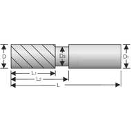 Alu-Schaftfräser VHM 45° 16mm L2=75mm Z=3 lang, HA, scharfkantig, ZrCN Ultra-N